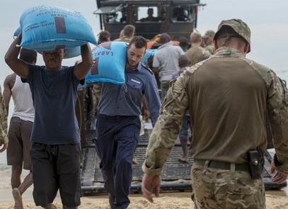 The UK military made sure that food and other vital supplies were delivered.