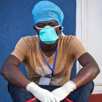 One of the volunteers. Is his protective gear medically sound? We wish him and others good luck in this fight.