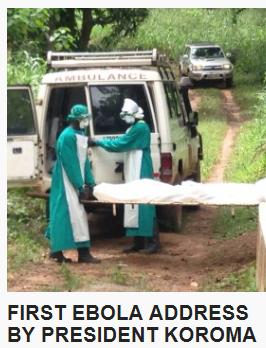 Burying the dead in Sierra Leone under controlled conditions.