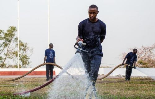 The reality of an uncaring Ernest Bai Koroma. Water and hoses deployed to irrigate the lawns of State House, but none for fighting fires in the capital, Freetown.