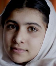 The shot Pakistani girl Malala - a target of the Taliban because she advocated for education for the girl child.