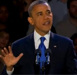 Winner of the 2012 US polls incumbent President Barack Obama in his victory speech - Photo: Video clip