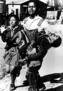 The iconic picture. A school boy shot and killed by South African security forces.