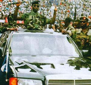 Internationally-recognised new Head of State of Sierra Leone Captain Valentine Strasser. His group ended 24 years of APC autocratic and murderous rule.